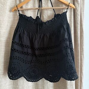 Madewell Black Eyelet Halter Top size M